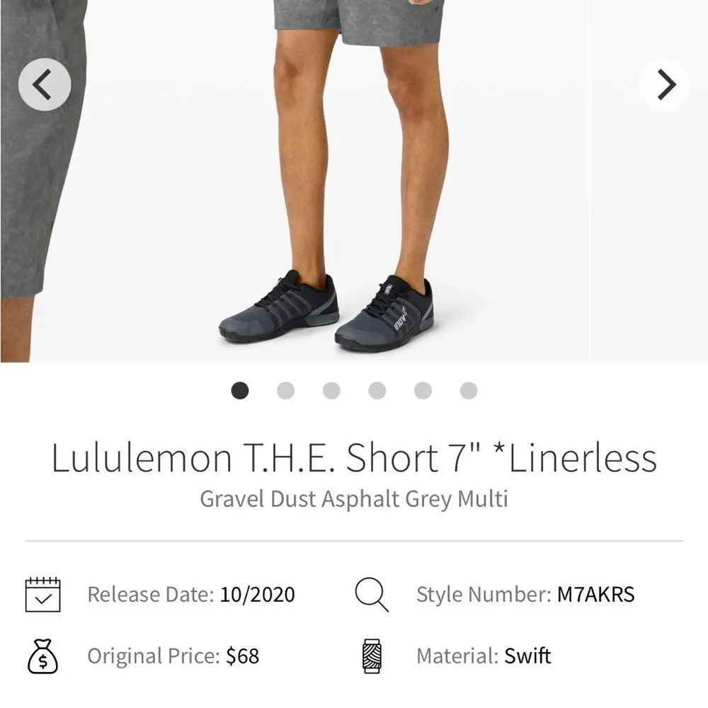 Lululemon T.H.E. Short 7” Linerless Size Small